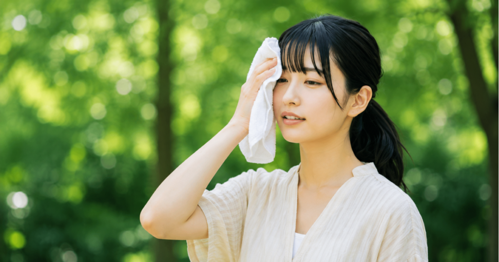 シルク腹巻 ミッシーリスト 汗をかく女性